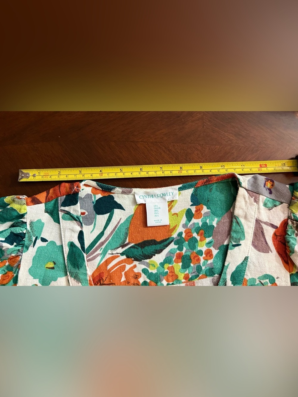 Cynthia Rowley Green, Orange & Gray Floral Midi Dress - Picture 10 of 16